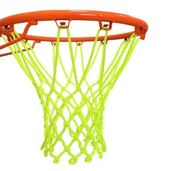 В темноте Баскетбольная сетка Сверхпрочная Баскетбольная сетка с 12 петлями Замена спортивной нейлоновой баскетбольной сетки для стандартных помещений или
