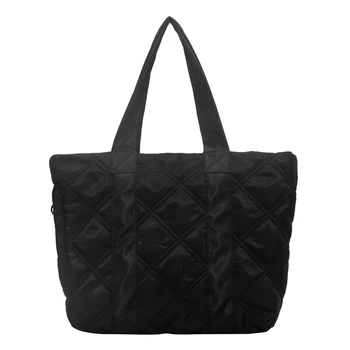 Новая нейлоновая женская сумка-тоут, большая роскошная сумка для покупок, Ретро-студенческая сумка для ноутбука, женская черная стеганая сумка