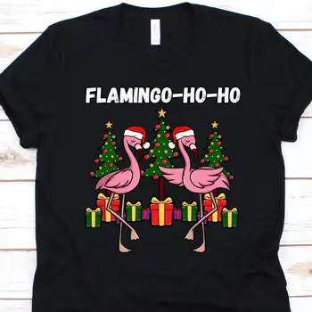 Футболка Flamingo Ho, Рождественский дизайн с елкой, 25 декабря, Любители розовых Фламинго