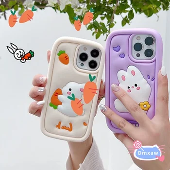 Силиконовый чехол Cute 3D Rabbit для Redmi Note 13 Pro 5G Redmi Note 11T 12T Pro Чехол для телефона Love Flower Bunny Мягкий чехол