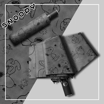 Мультяшный складной зонт Snoopys от дождя и блеска, зонт с защитой от ультрафиолета двойного назначения, черный зонт от солнца, студенческий мультфильм Sunumbrella