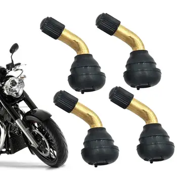 Бескамерные клапаны для шин мотоциклов, скутеров, Шток прямой, изогнутый на 90 градусов, Медно-серебряные клапаны для мотоциклов, латунный шток управления, изогнутый