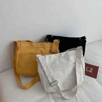Женская однотонная сумка через плечо, большая вместительная сумка-тоут, сумка-мессенджер, сумка через плечо, брендовая Дизайнерская Простая сумка для девочек, сумка через плечо