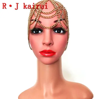Новая мода RJH032 Золотые цепочки Слои Украшения для волос Уникальный дизайн Цепочки Украшения для волос Бижутерия 3 цвета