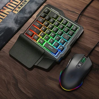 Игровая клавиатура для одной руки, портативная мини-игровая клавиатура с подсветкой RGB, эргономичный упор для рук для ПК PS4 Gamer Smart