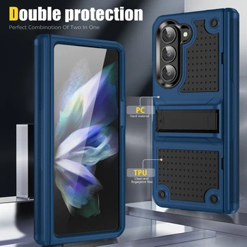 Для Samsung Z Fold 5 Fold5 Защитный чехол для мобильного телефона Armor для Samsung Galaxy Z Fold5 5G с противоскользящей подставкой на шарнире