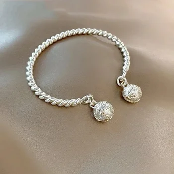 Роскошное серебро 925 пробы, ретро-симпатичный двойной браслет-колокольчик для женщин, модные вечерние дизайнерские украшения, подарки