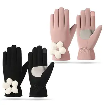 Зимние перчатки для женщин с сенсорным экраном, теплые перчатки для езды на велосипеде, мотоцикле, Ветрозащитные нескользящие женские перчатки