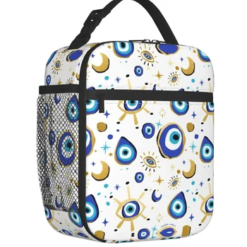 Синий Золотой сглаз Термоизолированная сумка для ланча Амулет Хамса Назар Boho Портативный Контейнер для ланча Коробка для хранения продуктов
