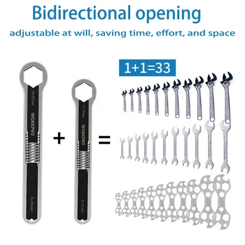 Универсальный ключ с регулируемым открытым концом, многоцелевая ручка, разводной кольцевой ключ с двойной головкой, многофункциональный аппаратный инструмент