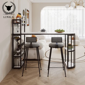 Барный стол в скандинавском стиле, барная перегородка для гостиной, небольшой балкон, барный стол, встроенная комбинация стола и стула