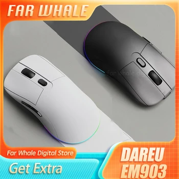 Проводная / беспроводная мышь Dareu Em903 Перезаряжаемая Двухрежимная Тонкая Легкая Портативная Игровая мышь RGB Эргономичного дизайна с длительным временем автономной работы