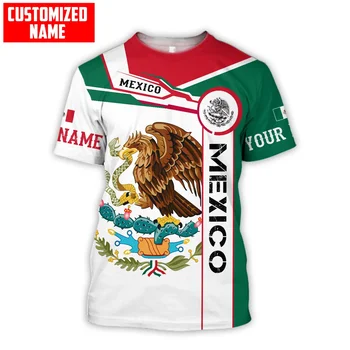 Персонализированное имя, герб Мексики, мужская футболка с 3D-принтом, летние уличные футболки, повседневные топы унисекс DDR22