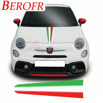 Полоса капота с итальянским флагом для Fiat 500 595 Abarth Виниловая наклейка с графическим изображением