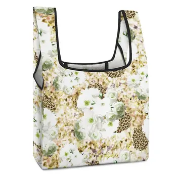 Большая хозяйственная сумка с индивидуальным принтом, цветные ремешки для сумок через плечо, сумка для маленьких покупателей, складная сумка для хранения