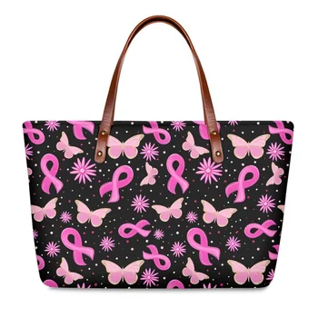 Женская сумка через плечо с лентой и принтом от рака молочной железы, практичная сумка для путешествий и покупок, модные повседневные пляжные сумки