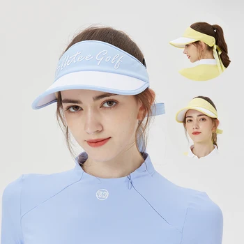 Blktee женщин регулируемый пустой топ кепки для гольфа фитнес пот-доказательство шляпы дамы лоскутное бантом козырек модные дышащие Гольф шляпа