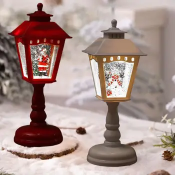 Рождественская Настольная Лампа На Батарейках Жуткий Снежный Шар Ночник с Вращающимся Водяным Сверкающим Снеговиком Рождественская Елка