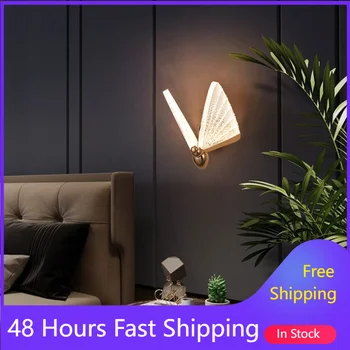 Светодиодный настенный светильник с бабочкой для прикроватной тумбочки в спальне, украшение магазина, ресторана, бра, светильники, Современный фон, декор для дома и помещений