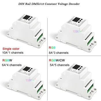 Bincolor Одноцветный/RGB/RGBW/RGBCW DIN-рейка Постоянного Напряжения DMX512 Декодер 12V-24V 1-5CH DMX512/1990 PWM RJ45 Светодиодный Контроллер