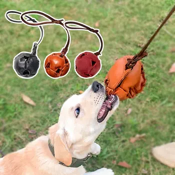 Интерактивный рукав для укуса собаки Мягкий Кожаный Игрушечный мяч для укуса домашних животных с длинной ручкой Для тренировок собак среднего размера на открытом воздухе