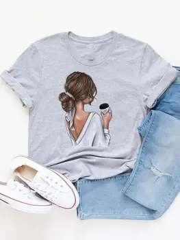 Сладкий Прекрасный кофе, стиль 90-х, Одежда, Женская летняя футболка, графическая футболка с принтом, Модные повседневные футболки с коротким рукавом