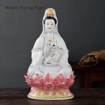 Креативные керамические украшения Бодхисаттвы Гуаньинь в китайском стиле, гостиная, буддийский зал и буддийская утварь