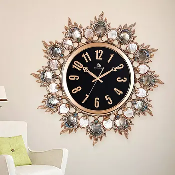 Креативные настенные часы для гостиной, немой стиль, Европейские высококачественные декоративные часы из черного жемчуга в виде бабочки, роскошные Декоративные часы из розового золота