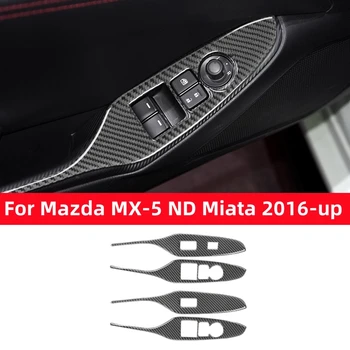 Для Mazda MX-5 ND Miata 2016-22 MX5 Roadster Дверной Переключатель Подлокотника Кнопка Подъема Окна Панель Управления Внутренняя Наклейка Из Углеродного Волокна