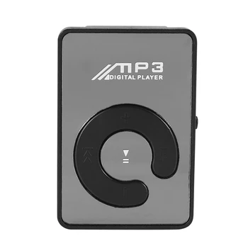 Мини зеркальный зажим USB Цифровой Mp3 Музыкальный плеер Поддержка 8 ГБ SD TF карты Черный