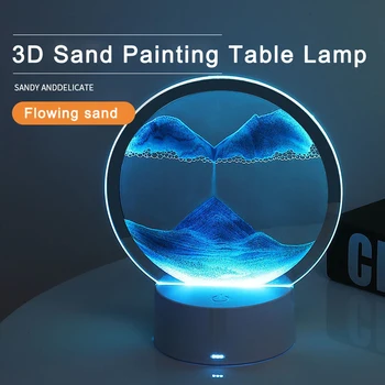 СВЕТОДИОДНЫЕ Настольные Лампы Творческий 3D Декоративный Свет Из Зыбучих Песков Динамический Настольный Прикроватный Орнамент Песочные Часы USB Красочный Рассеянный Свет