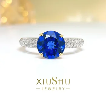 Простое женское кольцо из стерлингового серебра королевского синего цвета, легкое, роскошное кольцо с небольшим дизайном, чувством юмора, милой и красивой знаменитостью