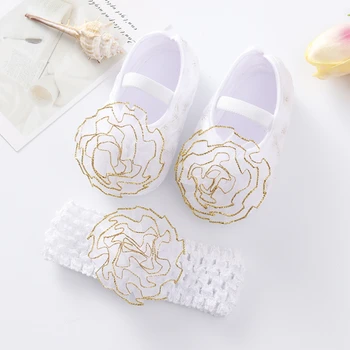 Baywell/ милые кружевные однотонные туфли принцессы с резинкой для волос для маленьких девочек, набор для первых ходунков для малышей 0-12 месяцев