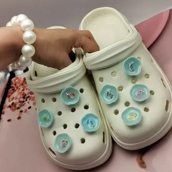 Новая милая 3D обувь с цветочным Узором в виде Крокодила, Дизайнерские Подвески 