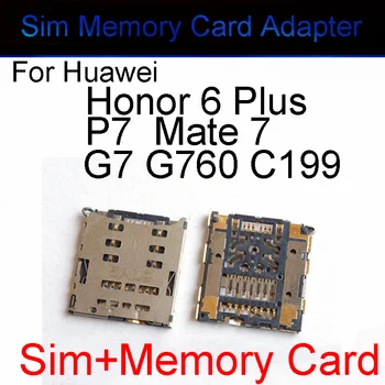 Для Huawei Honor 6Plus P7 Mate7 Слот Для Sim-карты Держатель Адаптера C199 G7 G760 Замена Гнезда для Чтения Sim-карт и карт Памяти Ремонтная Деталь