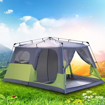 Двухспальная автоматическая палатка для 4-5-8 человек на 4-5-8 человек, двухслойная пляжная многопользовательская палатка для кемпинга на открытом воздухе с большим пространством