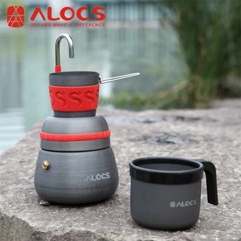 Alocs Portabel Travel, Кемпинг, пешие прогулки, Набор для приготовления кофе, Чайник для мокко с чашкой
