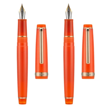 Набор для письма Jinhao 82 Resin Fountain Pen EF & F Nibs из 2 ПРЕДМЕТОВ с Конвертером Чернил, Прозрачный Оранжевый с Золотым Зажимом