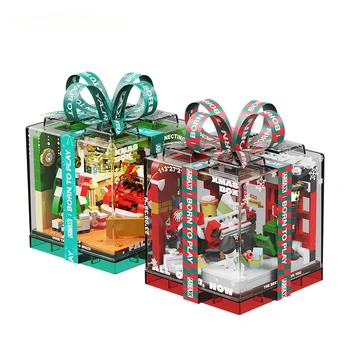 Рождественская индивидуальная коробка, Строительные блоки, собранные развивающие игрушки, Модные игровые модели, Украшения, Рождественские подарки