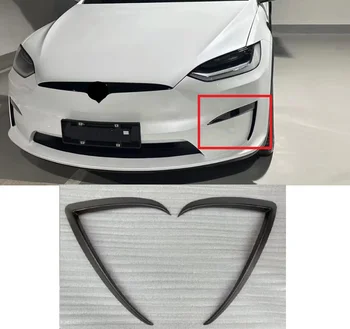 Отделка переднего бампера автомобиля Canard из углеродного волокна, крышка противотуманной фары, подходит для Tesla Model X 2023
