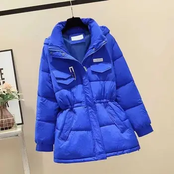 Хлопковая куртка, женская верхняя одежда 2023, Новинка зимы, Женская одежда со стоячим воротником и поясом, хлопковая куртка корейской версии