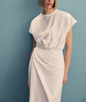 Ранняя осень, новое белое облегающее однотонное длинное платье, темпераментное хлопковое платье без рукавов для женщин