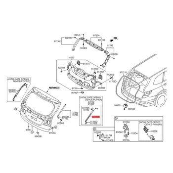 Винтовой привод задней двери для Hyundai Santa Fe 2013-2016 Амортизационная газовая стойка двери багажника 81780B8100 Сзади Справа