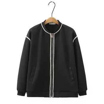 Женская куртка большого размера, осенняя повседневная одежда, модная шикарная бейсбольная форма, верхняя одежда, пальто цвета Curve Block K74 011