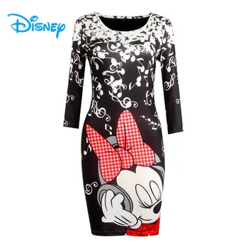 Женское платье Disney с Минни и Микки Маусом, летнее Сексуальное облегающее бандажное платье с круглым вырезом для вечеринок, клубное мини-платье-карандаш, Vestidos Femme