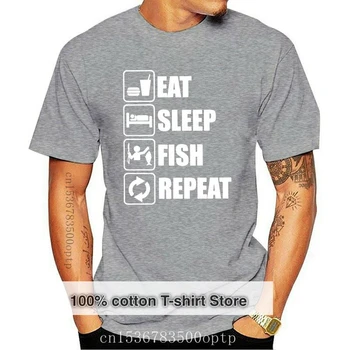 Новые мужские топы Eat Sleep Fish Repeat, футболка Fish Bass, забавные хлопковые футболки для фитнеса премиум-класса, футболка с круглым вырезом для мужчин