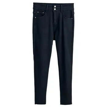 Изысканные женские джинсы Большого размера Весом 100 КГ С флисовой подкладкой, Утолщенные Черные брюки-карандаш из эластичного денима С высокой талией Полной длины 1825