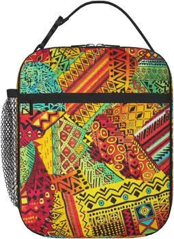 Африканский текстильный лоскутный принт, изолированный ланч-бокс, сумка для ланча для мужчин и женщин, сумка-холодильник для работы в офисе, пикника на пляже