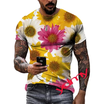 Новый летний букет с изображением прилива, мужские футболки, повседневные футболки с 3D принтом, хип-хоп индивидуальность, круглый вырез, короткий рукав, быстросохнущие топы