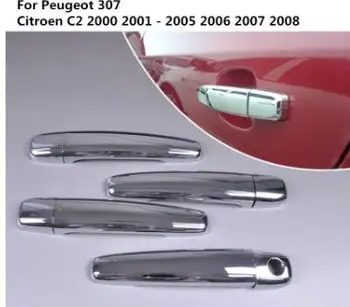 Новый дизайн экстерьера автомобиля, Хромированная отделка дверной ручки для Peugeot 307 Citroen C2 2000 2001 - 2005 2006 2007 2008